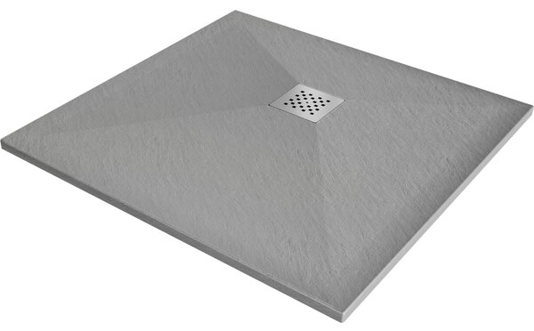 Mexen Stone+ kompozitní čtvercová sprchová vana 70 x 70 cm, Šedá-Beton - 44617070