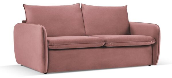Růžová sametová rozkládací pohovka 214 cm Vienna – Cosmopolitan Design