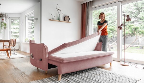 Světle růžová rozkládací pohovka 225 cm Charming Charlie – Miuform