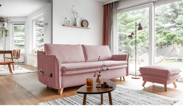 Světle růžová rozkládací pohovka 225 cm Charming Charlie – Miuform