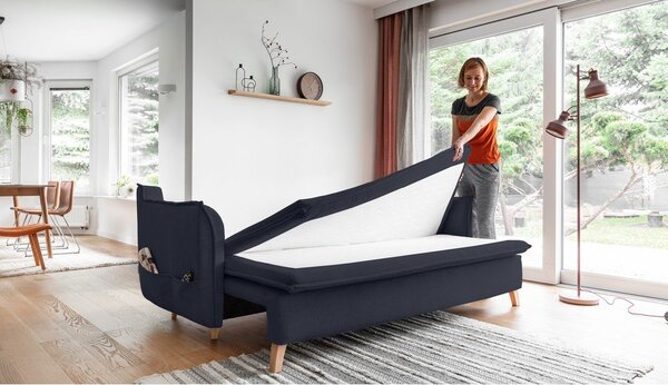 Tmavě šedá/antracitová rozkládací pohovka 225 cm Charming Charlie – Miuform