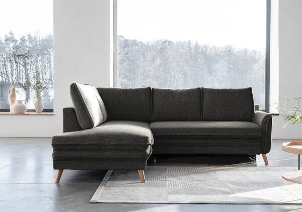 Tmavě šedá rozkládací rohová pohovka (levý roh) Charming Charlie – Miuform