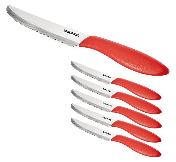 Nůž jídelní PRESTO 12 cm, 6 ks, červená