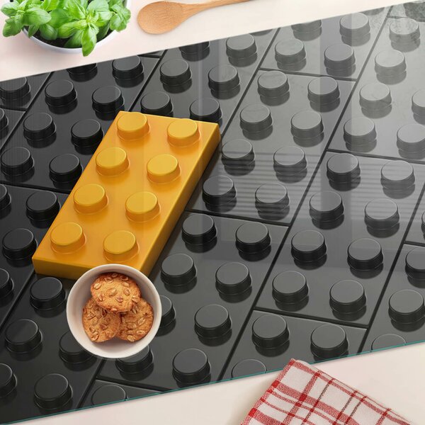 Krájecí prkénko skleněné LEGO kostky na černém pozadí ddk-nr-wm-00007802
