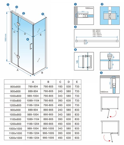BPS-koupelny Obdélníkový sprchový kout ZES KZ03D BL 120x100 černá/transparent - bez vaničky