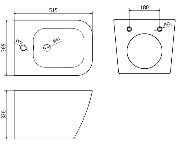 Mexen Madox závěsný bidet, bílý - 35155100