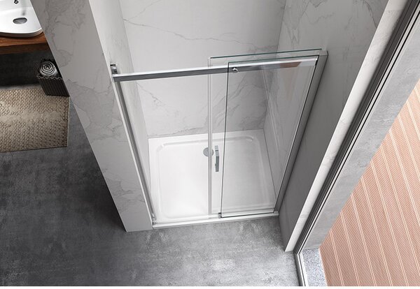 BPS-koupelny Posuvné sprchové dveře KZ09A 100 chrom/transparent pro instalaci do niky - bez vaničky