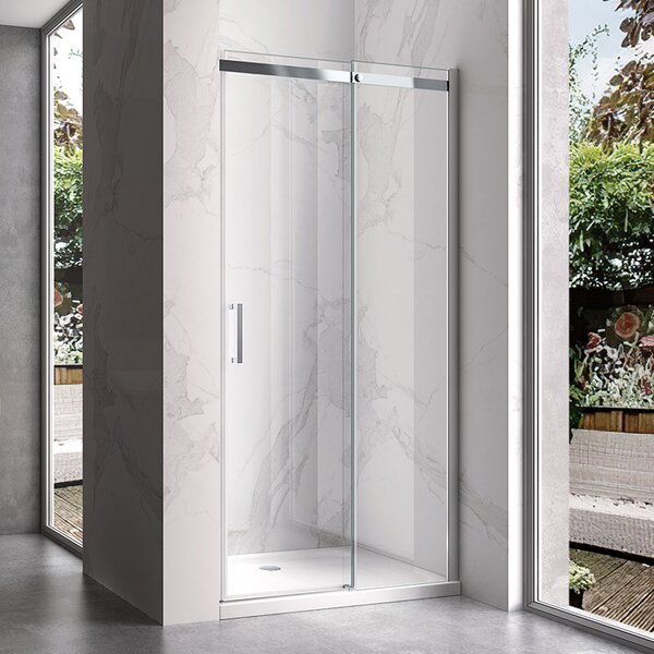 BPS-koupelny Posuvné sprchové dveře KZ09A 100 chrom/transparent pro instalaci do niky - bez vaničky