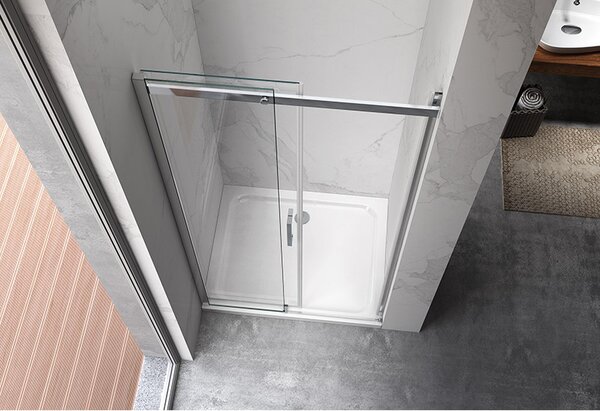 BPS-koupelny Posuvné sprchové dveře KZ09A 100 chrom/transparent pro instalaci do niky - bez vaničky