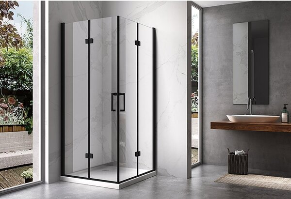 BPS-koupelny Obdélníkový sprchový kout ZES KZ12A BL 90x80 černá/transparent - bez vaničky