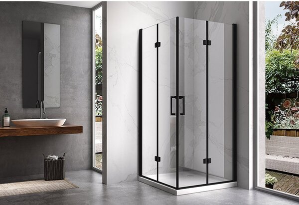 BPS-koupelny Obdélníkový sprchový kout ZES KZ12A BL 90x80 černá/transparent - bez vaničky
