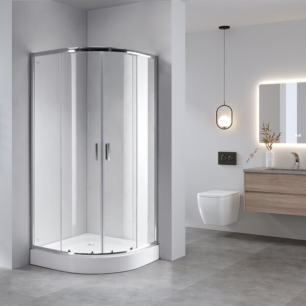BPS-koupelny Čtvrtkruhový sprchový kout KZ94B 90x90 cm chrom/transparent + vanička SXL01B bílá