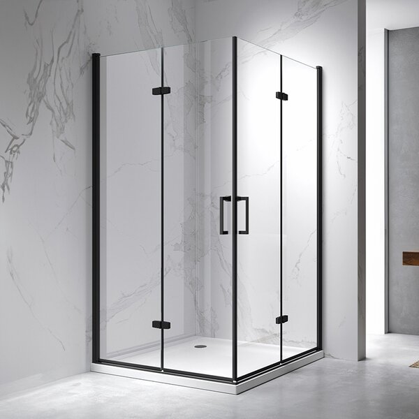 BPS-koupelny Obdélníkový sprchový kout ZES KZ12C BL 110x80 černá/transparent - bez vaničky