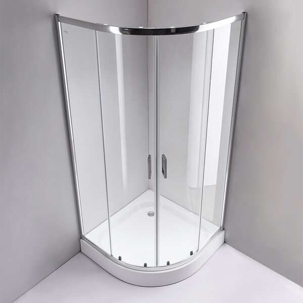 BPS-koupelny Čtvrtkruhový sprchový kout KZ94B 90x90 cm chrom/transparent + vanička SXL01B bílá