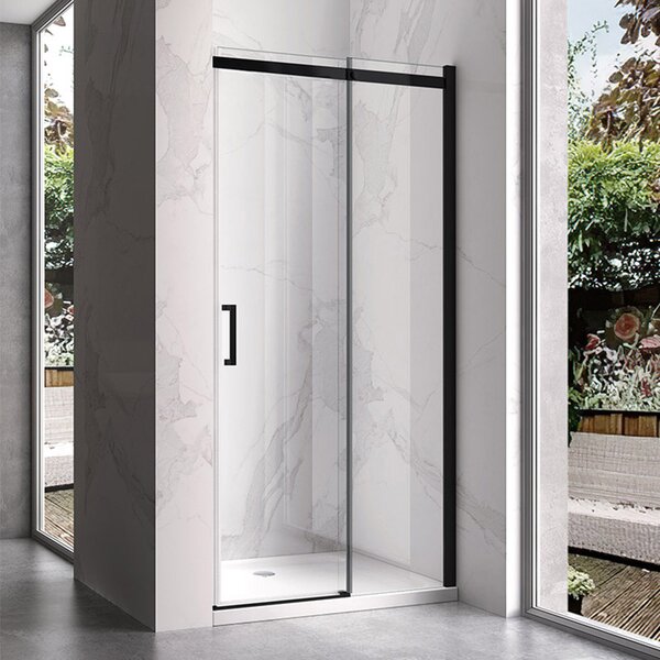 BPS-koupelny Posuvné sprchové dveře KZ09A BL 100 černá/transparent pro instalaci do niky - bez vaničky