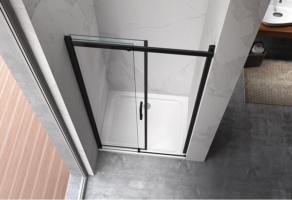 BPS-koupelny Posuvné sprchové dveře KZ09A BL 100 černá/transparent pro instalaci do niky - bez vaničky