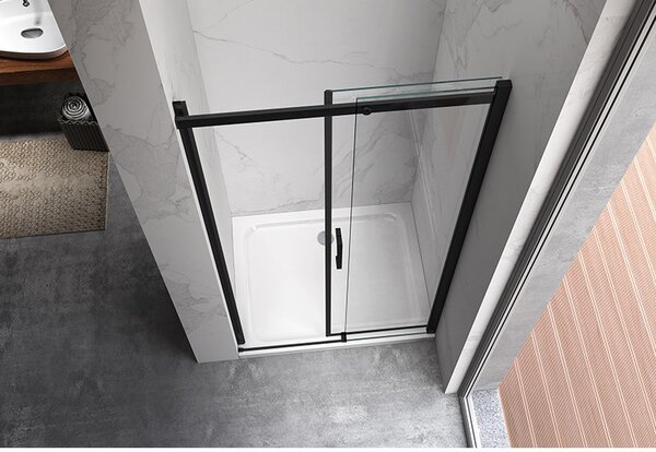 BPS-koupelny Posuvné sprchové dveře KZ09A BL 100 černá/transparent pro instalaci do niky - bez vaničky