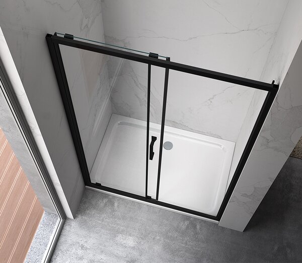 BPS-koupelny Posuvné sprchové dveře ZES KZ A BL 100 černá/transparent pro instalaci do niky - bez vaničky