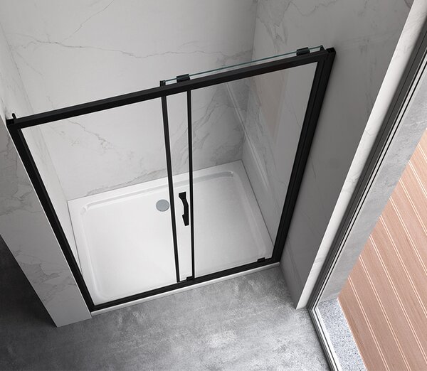 BPS-koupelny Posuvné sprchové dveře ZES KZ A BL 100 černá/transparent pro instalaci do niky - bez vaničky