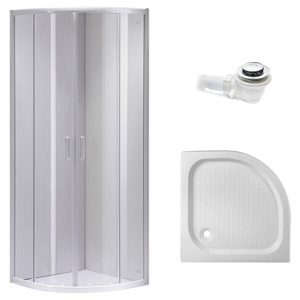 BPS-koupelny Čtvrtkruhový sprchový kout KZ94A 80x80 cm bílá/transparent + vanička SXL01A bílá