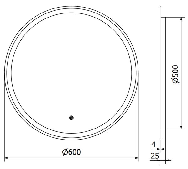 Mexen Gobi koupelnové zrcadlo s podsvícením, kulaté 60 cm, LED 6000K, protimlžící - 9801-060-060-611-00