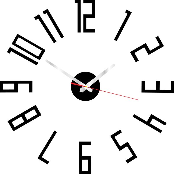 Stylové nástěnné hodiny do obývacího pokoje - PALLETE: Černá Ral 9005 Černé ručičky 2732-7326 X0018-Wall clock HEU-