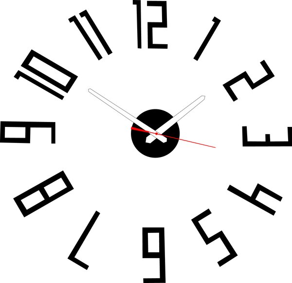 Stylové nástěnné hodiny do obývacího pokoje - PALLETE: Černá Ral 9005 Černé ručičky 2732-7326 X0018-Wall clock HEU-