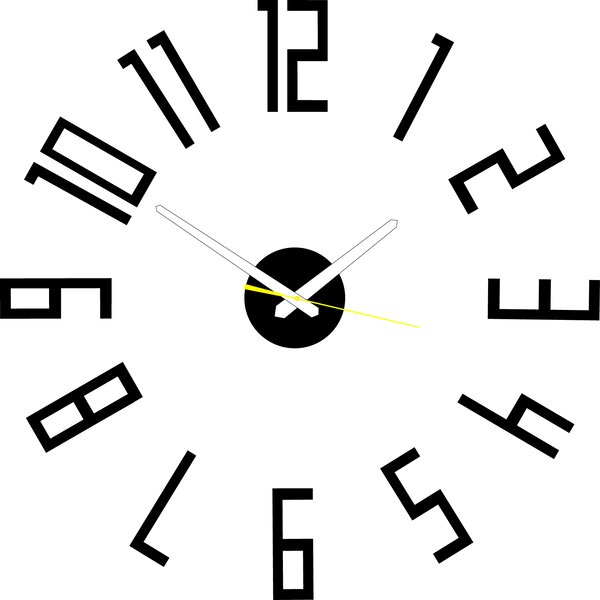 Stylové nástěnné hodiny do obývacího pokoje - PALLETE: Černá Ral 9005 Černé ručičky 2732-7326 X0018-Wall clock HEU-