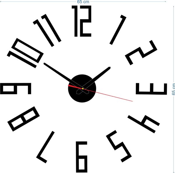 Stylové nástěnné hodiny do obývacího pokoje - PALLETE: Černá Ral 9005 Černé ručičky 2732-7326 X0018-Wall clock HEU-