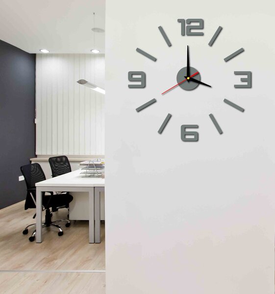 Nalepovací nástěnné hodiny do kuchyně | BUSTER: Černá Ral 9005 Černé ručičky 40 cm 2789-8208 X0033-Nástenné hodiny HUE-