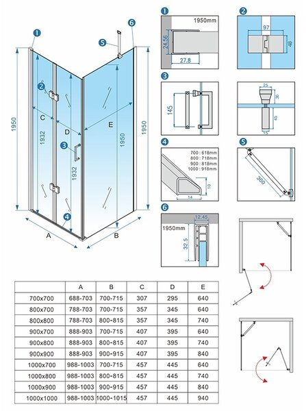 BPS-koupelny Obdélníkový sprchový kout ZES KZ20D 100x80 BL černá/transparent - bez vaničky