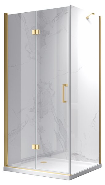 BPS-koupelny Obdélníkový sprchový kout ZES KZ20D GL 100x80 zlatá/transparent - bez vaničky
