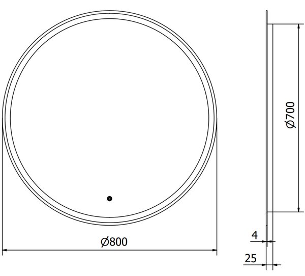 Mexen Gobi osvětlené koupelnové zrcadlo, kulaté 80 cm, LED 6000K, antifog - 9801-080-080-611-00