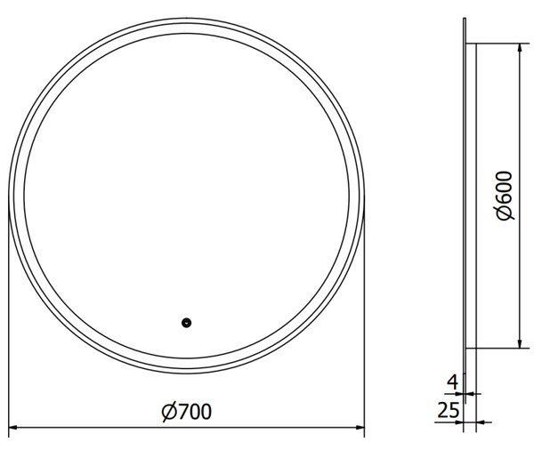 Mexen Gobi zrcadlo koupelnové podsvícené, kulaté 70 cm, LED 6000K, proti-pára - 9801-070-070-611-00
