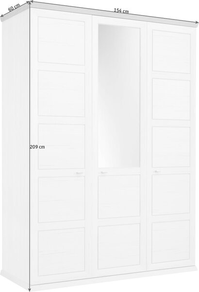 ŠATNÍ SKŘÍŇ SE ZRCADLEM, šedá, bílá, 154/209/60 cm Hom`in - Šatní skříně