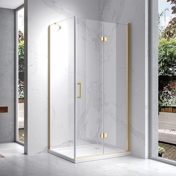 BPS-koupelny Obdélníkový sprchový kout ZES KZ20D GL 100x80 zlatá/transparent - bez vaničky