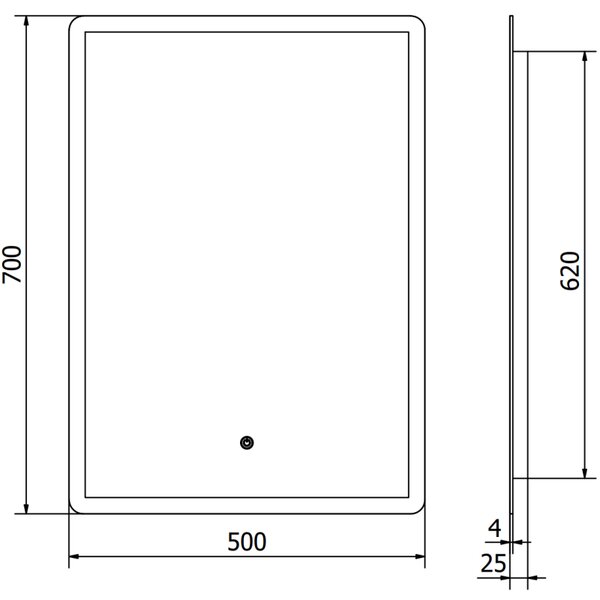 Mexen Navia, LED koupelnové zrcadlo s podsvícením 50 x 70 cm, 6000K, ochrana proti zamlžování, 9803-050-070-611-00