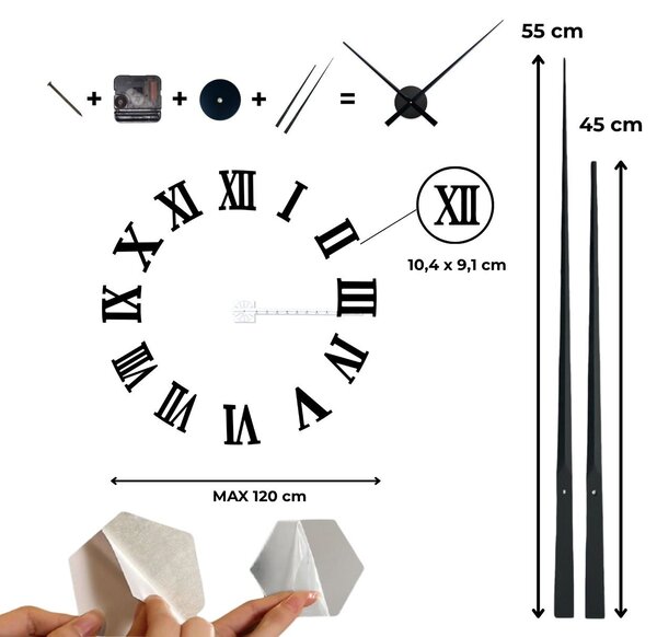 SENTOP | Designové nástěnné hodiny do obývacího pokoje – Římská čísla | SENTOP 12S037 analogové