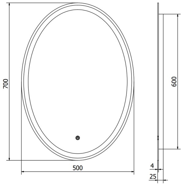 Mexen Elz koupelnové zrcadlo podsvícené 50 x 70 cm, LED 6000K, proti zamlžení - 9802-050-070-611-00