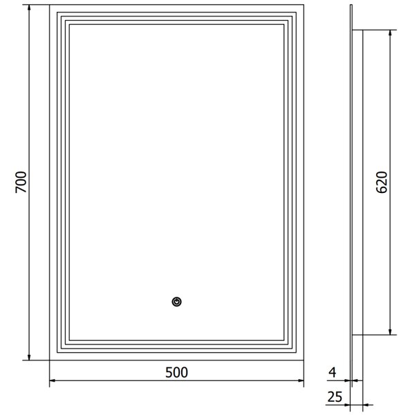 Mexen Taco koupelnové zrcadlo podsvícené 50 x 70 cm, LED 6000K, antifog - 9805-050-070-611-00