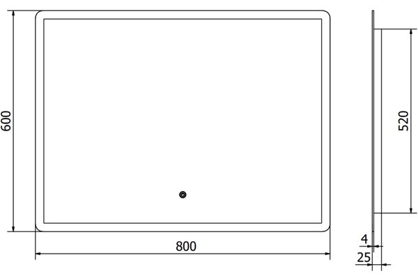 Mexen Navia koupelnové zrcadlo osvětlené 80 x 60 cm, LED 6000K, anti-pára - 9803-080-060-611-00