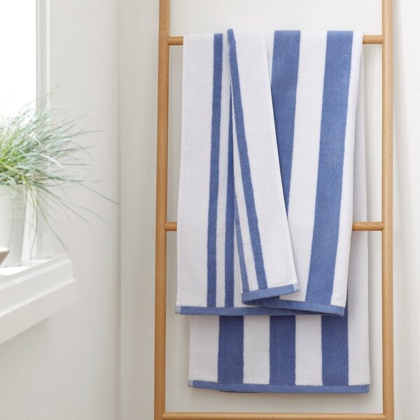 Modro-bílá bavlněná osuška 90x140 cm Stripe Jacquard – Bianca
