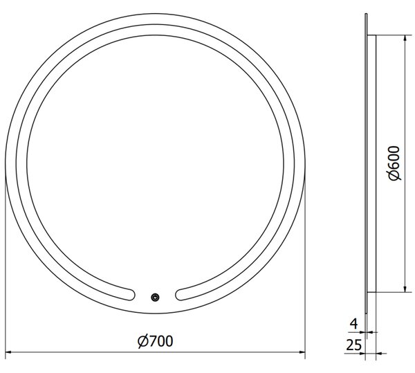 Mexen Rose kulaté koupelnové zrcadlo s podsvícením, kulaté 70 cm, LED 6000K, antifog - 9810-070-070-611-00