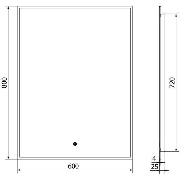 Mexen Erma osvětlené koupelnové zrcadlo 60 x 80 cm, LED 6000K, anti-pára, černý rám - 9814-060-080-611-70