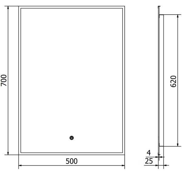 Mexen Erma osvětlené koupelnové zrcadlo 50 x 70 cm, LED 6000K, proti mlze, černý rám - 9814-050-070-611-70