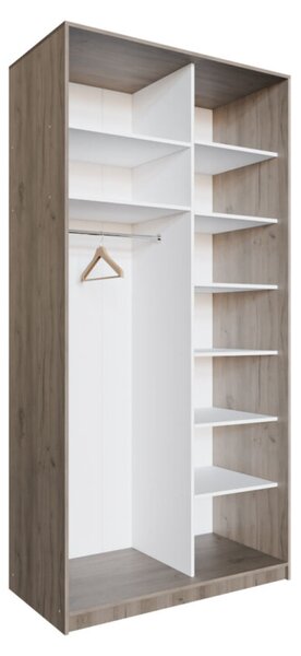 Skříň 2D Loft 1200x2400x600, DTD + zrcadlo, Lines BL, Dub kraft šedý