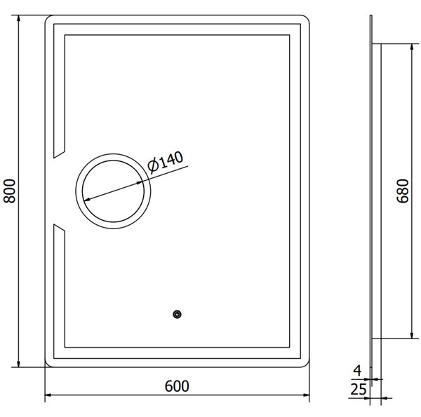 Mexen Onyx osvětlené koupelnové zrcadlo s kosmetickým zrcátkem 60 x 80 cm, LED 6000K, proti zamlžování - 9813-060-080-611-00