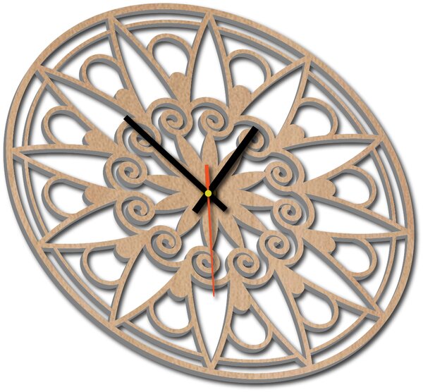 Nástěnné hodiny mandala - JANA: Černé ručičky Překližka topol 30 cm 3049-13133 X0059-Wall clock HEU-