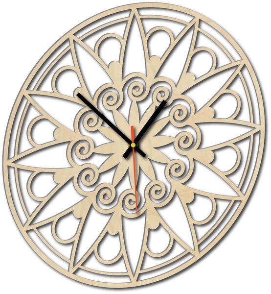 Nástěnné hodiny mandala - JANA: Černé ručičky Překližka topol 30 cm 3049-13133 X0059-Wall clock HEU-