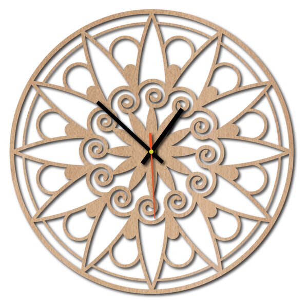 Nástěnné hodiny mandala - JANA: Černé ručičky Překližka topol 30 cm 3049-13133 X0059-Wall clock HEU-